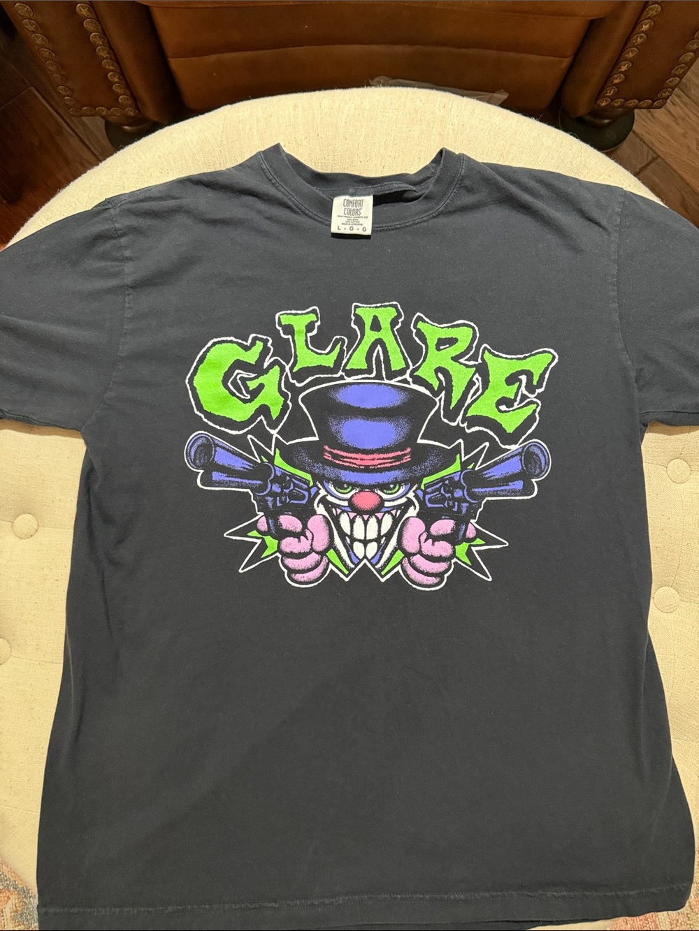 Comfort Colors Black Tee with Neon Green 'GLARE' Clown Graphic